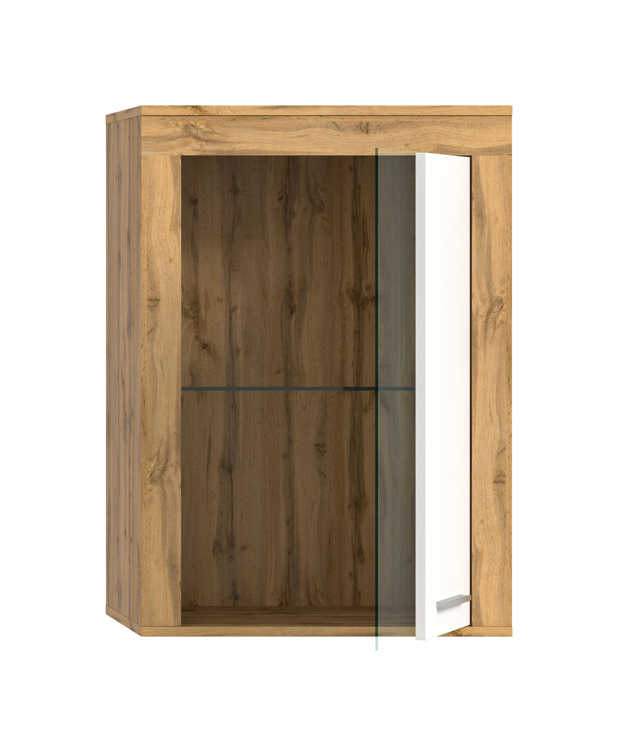 VITRINE JAM (B/H/T: ca. 60/86/35 cm) in Wotan Eiche Nachbildung/weiß - Eiche Wotan, Holzwerkstoff (60/86/35cm)