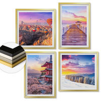 WANDBILDER 4er Set - 50x50 cm & 40x60 cm Goldrahmen - Romantische Himmelslandschaften - Goldfarben, Kunststoff (50/50cm) - ArtPrintCave