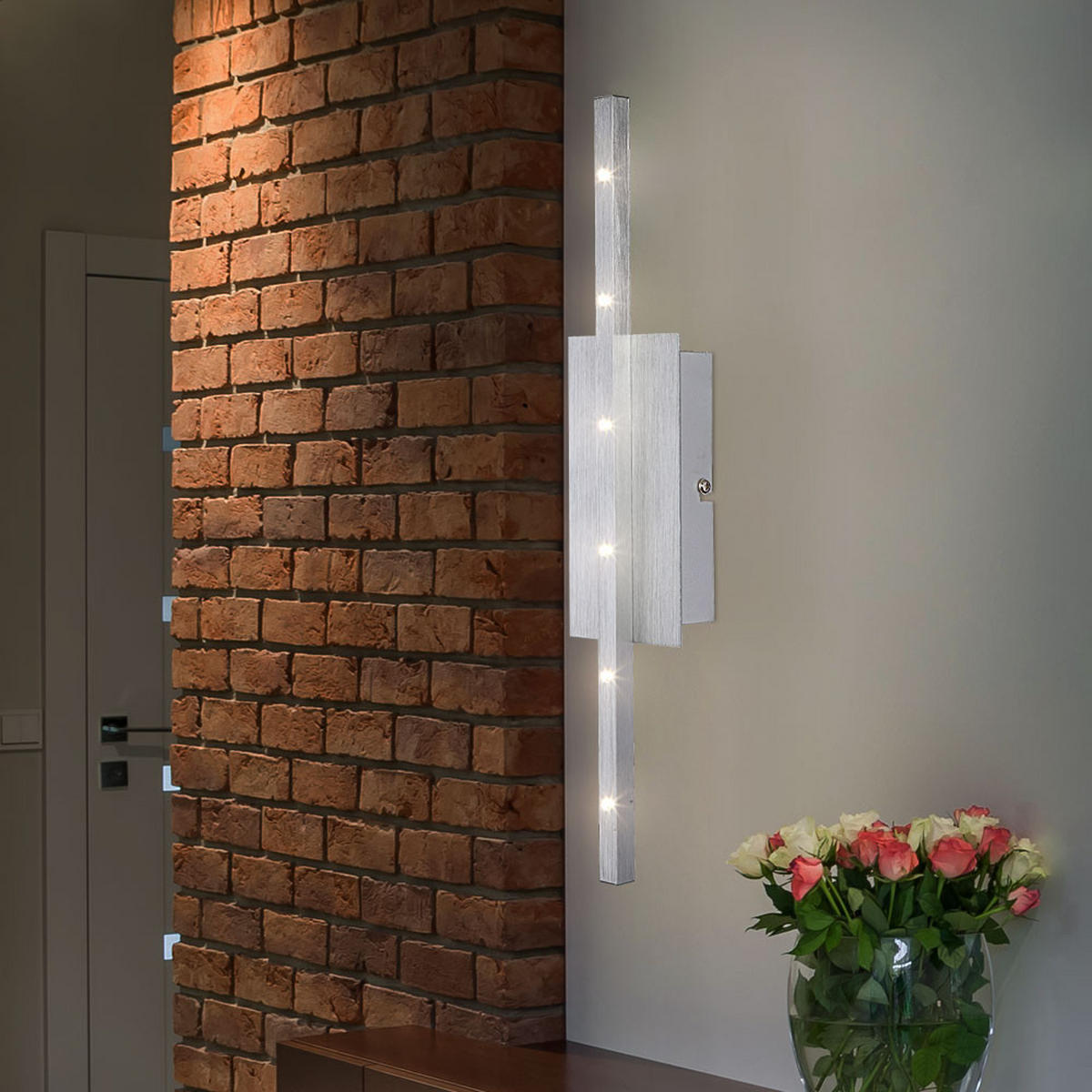 LED WANDLEUCHTE Caliban Weiß gebürstet 2er Set - Weiß, Metall (8/40.5/3cm)