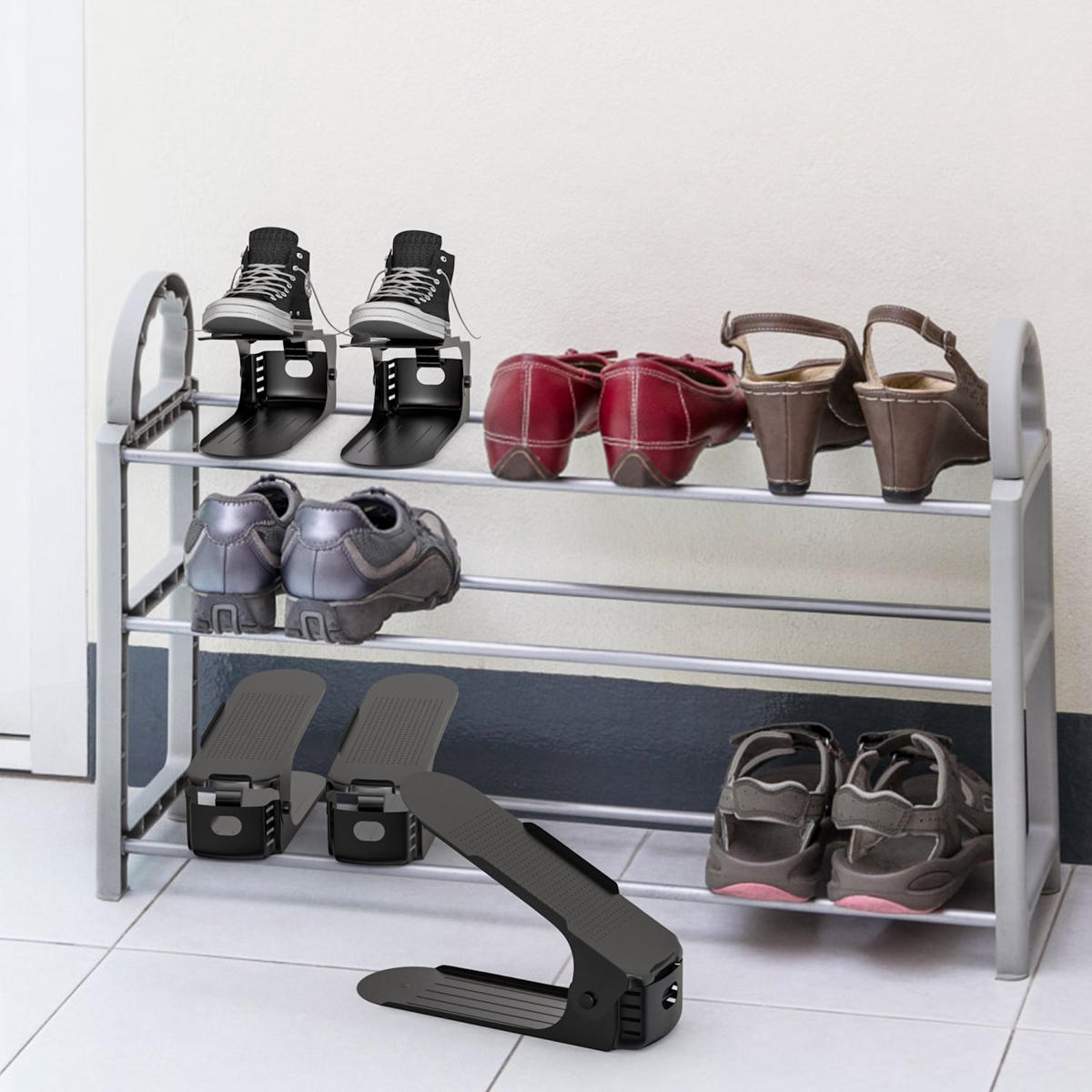 SCHUHSTAPLER 10er-Set 26/7/10 cm - Schwarz, Kunststoff (7/10/26cm) - Intirilife