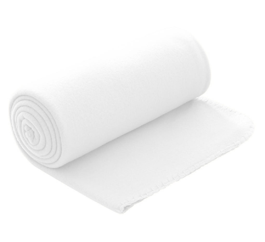 FLEECEDECKE weiß 130/160 cm Kettelrand Anti-Pilling - Weiß, Textil (130/160cm) - wometo