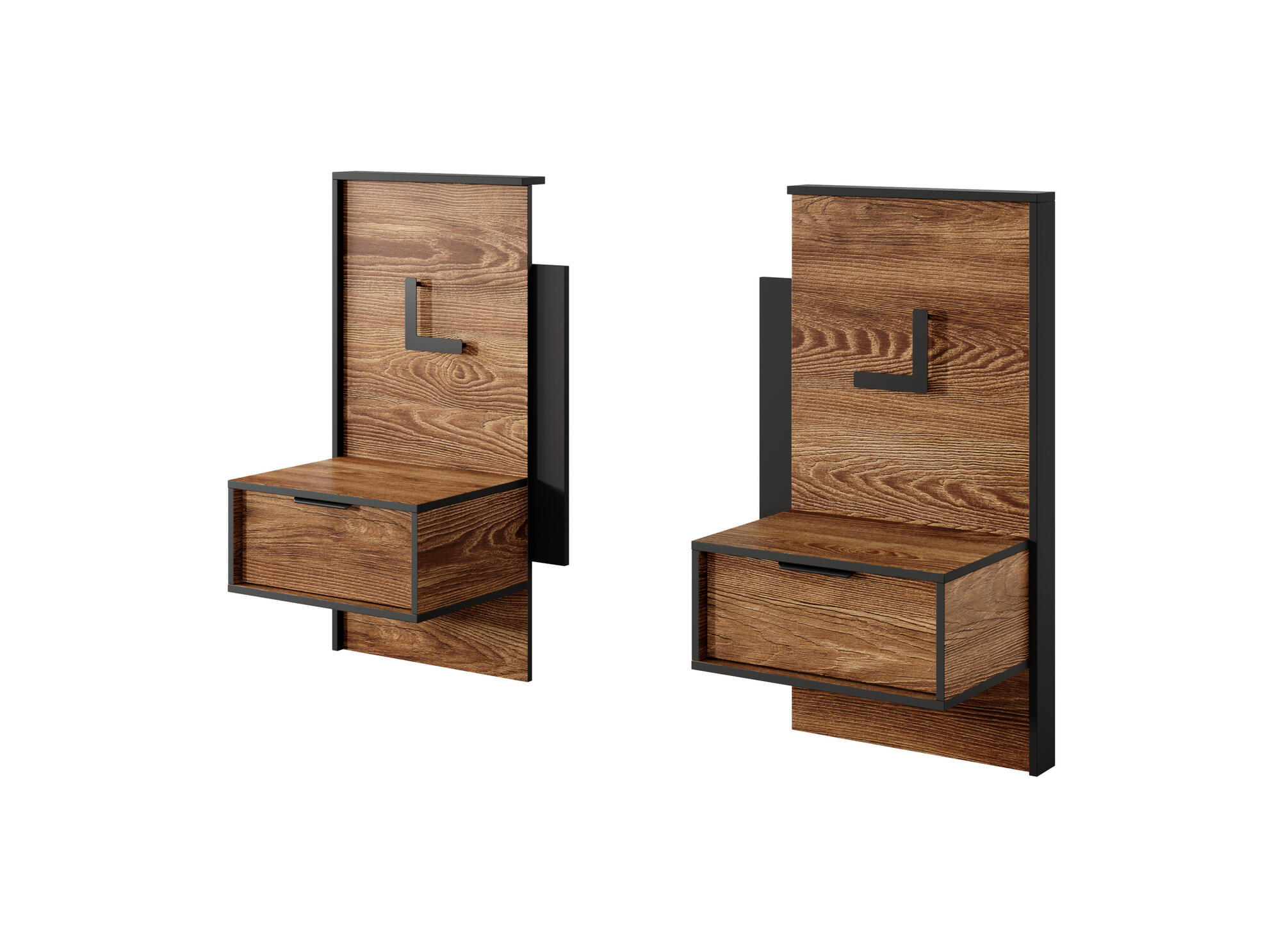 NACHTTISCH MILTON Braun, Schwarz 49x40x102 cm - Schwarz/Braun, Holzwerkstoff (49/102/40cm) - FURNLUX
