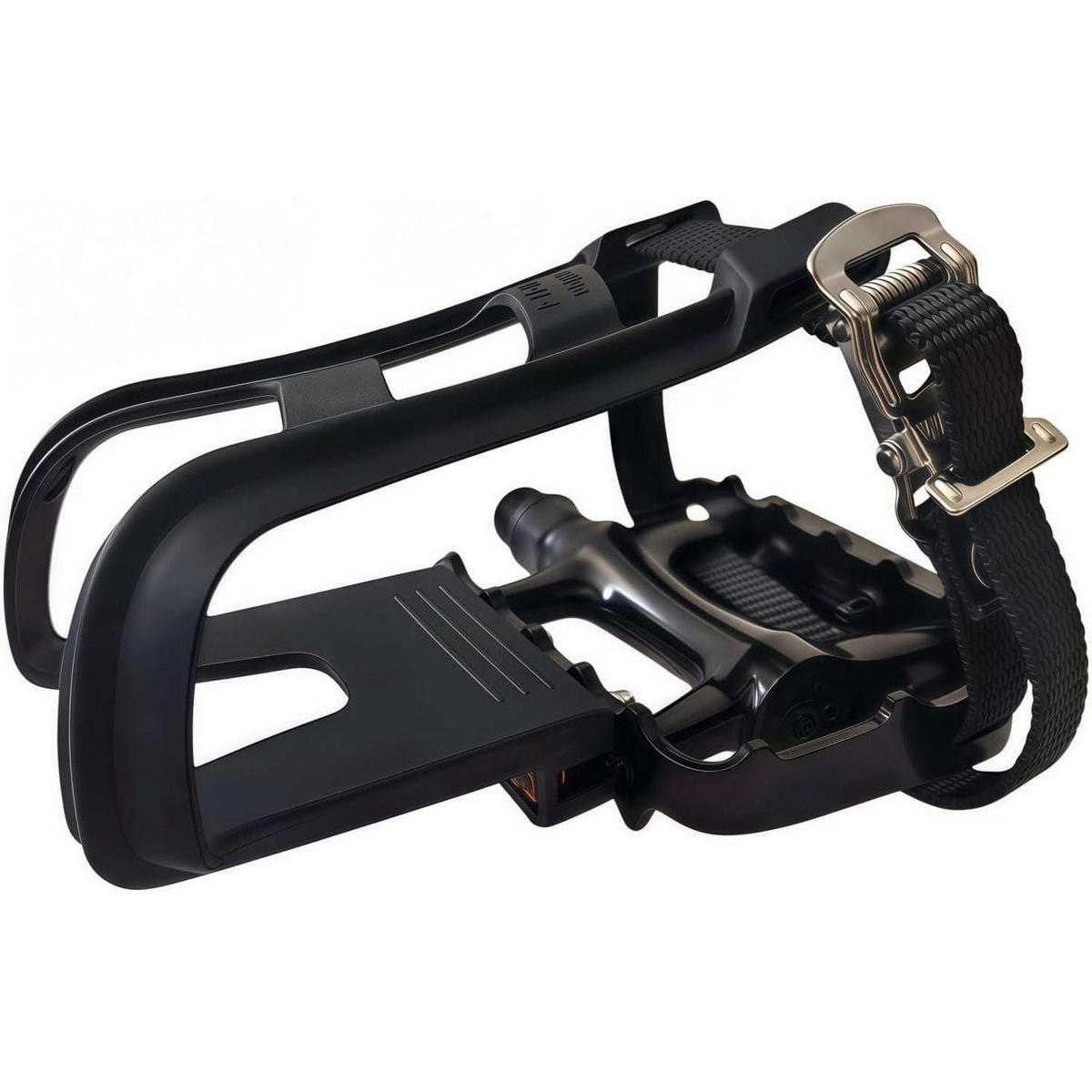 FAHRRADPEDALE mit Zehenclips und Fußschlaufen Schwarz - Schwarz, Kunststoff (6.4/1.5/9.9cm)