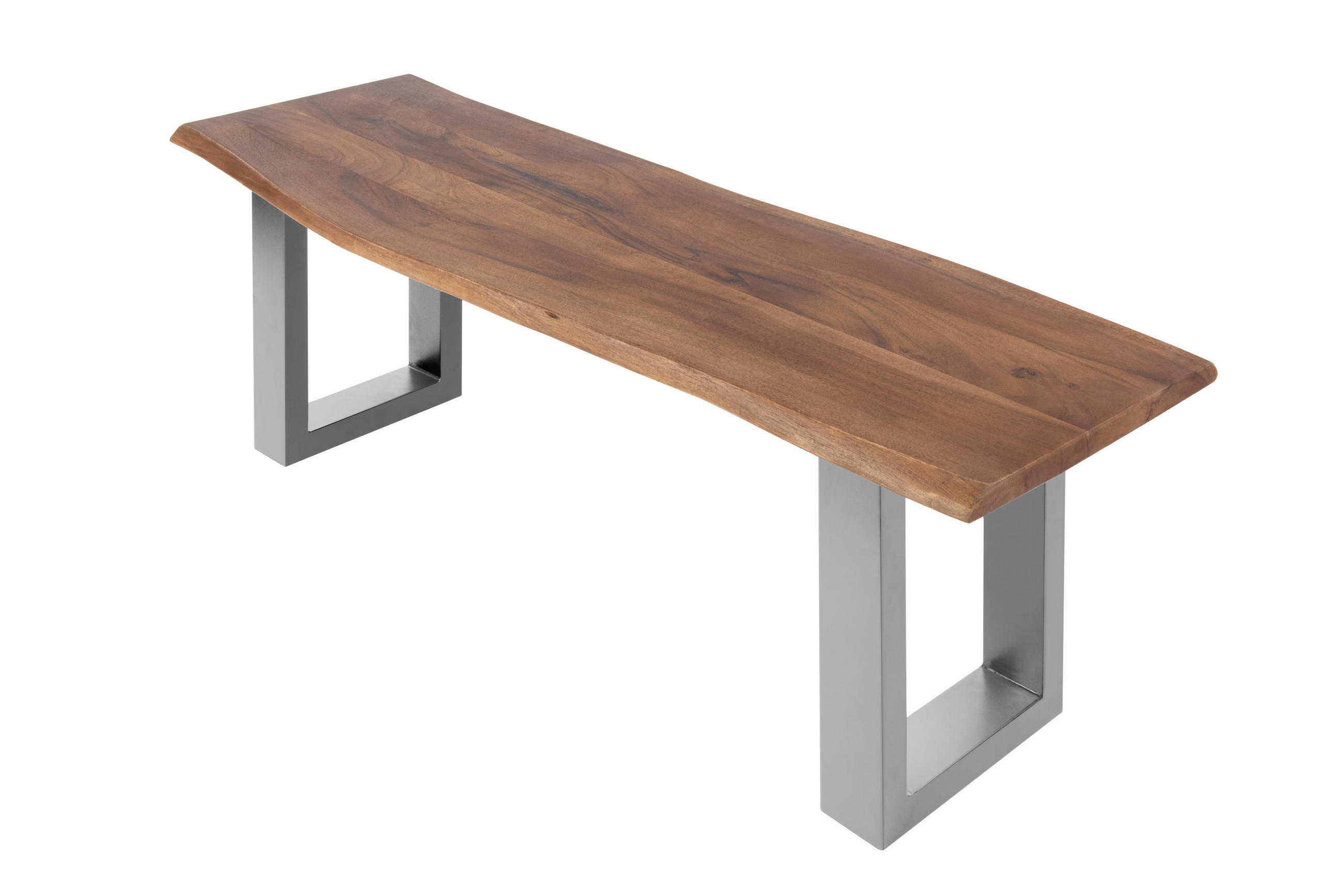 SITZBANK NOAH - Silberfarben/Braun, Holz/Metall (160/40/42cm) - SAM