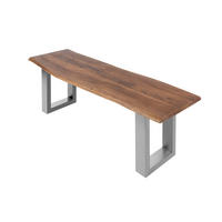 SITZBANK NOAH - Silberfarben/Braun, Holz/Metall (140/47/42cm) - SAM