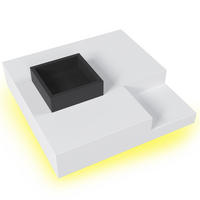 COUCHTISCH 72/72/30 cm in Weiß/Schwarz aus Spanplatte mit LED-Lichteffekt - Weiß, Holzwerkstoff (72/72/30cm) - OKMYHOME