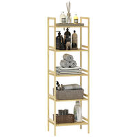 BADREGAL mit 5 Ebenen, 43,5 x 31,5 x 142 cm, Naturholz - Naturfarben, Naturmaterialien (43.5/142/31.5cm) - HOMCOM