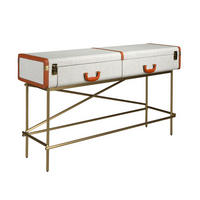 KONSOLENTISCH Rechteckiger Konsolentisch, Stoff, Nussbaum und polierter Goldstahl 141/45/81 cm - Grau, Holzwerkstoff/Metall (45/141/81cm) - ANGEL CERDA