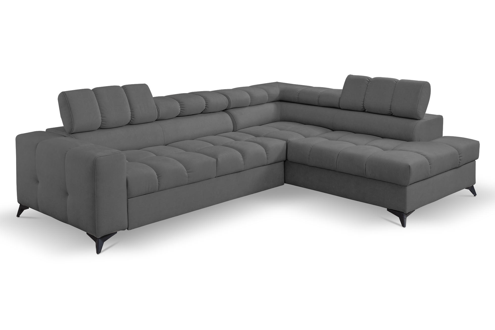 ECKSOFA Andrea L-Form mit verstellbaren Kopfstützen Schlaffunktion Bettkasten 267 cm rechts dunkelgrau - Dunkelgrau, Kunststoff (267/106cm) - Margaret Hadas24