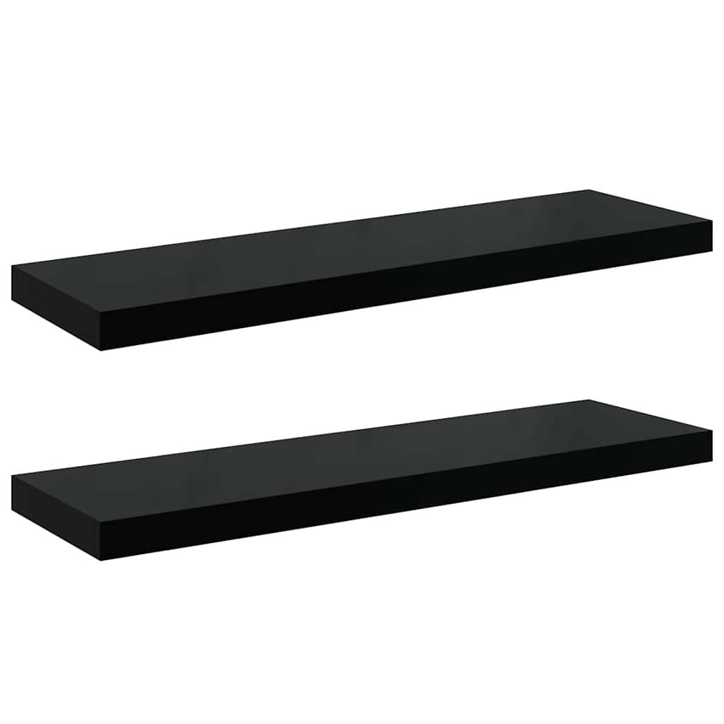 SCHWEBEREGALE 2er set Hochglanz-Schwarz 80/23,5/3,8 Cm Mdf - Schwarz Hochglanz, Holzwerkstoff (23.5/3.8/80cm) - vidaXL