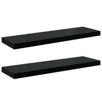 SCHWEBEREGALE 2er set Hochglanz-Schwarz 80/23,5/3,8 Cm Mdf - Schwarz Hochglanz, Holzwerkstoff (23.5/3.8/80cm) - vidaXL
