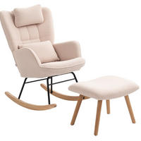 SCHAUKELSTUHL mit Hocker Polyester-Fleece, Metallgestell 70,5/101,5/99,5 cm Beige - Beige, Textil (70.5/99.5/101.5cm) - Redom