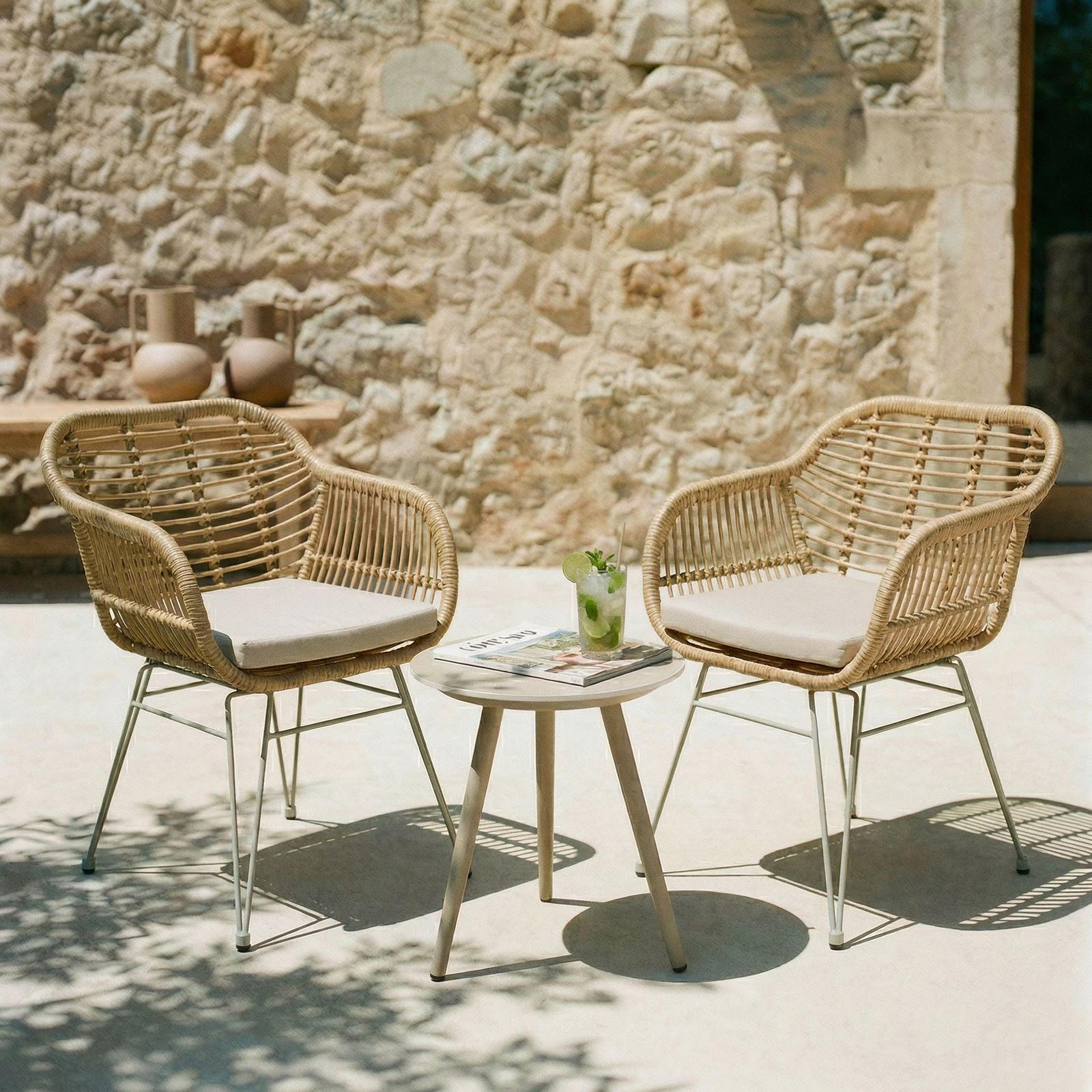 GARTENSTUHL PARAMO 2ER-SET - Braun, Textil/Metall (57/81/63cm) - IDIMEX