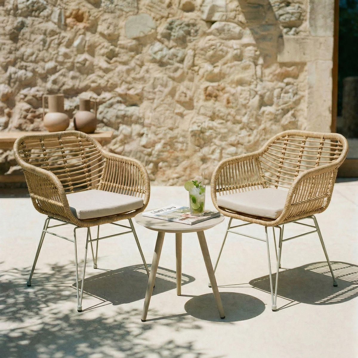 GARTENSTUHL PARAMO 2er-Set braun - Braun, Textil/Metall (57/81/63cm) - IDIMEX