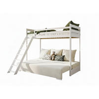 HOCHBETT mit Schlafsofa 200x140 cm in weiß und cremefarben - Creme/Weiß, Holz (140/200cm) - Kids Collective