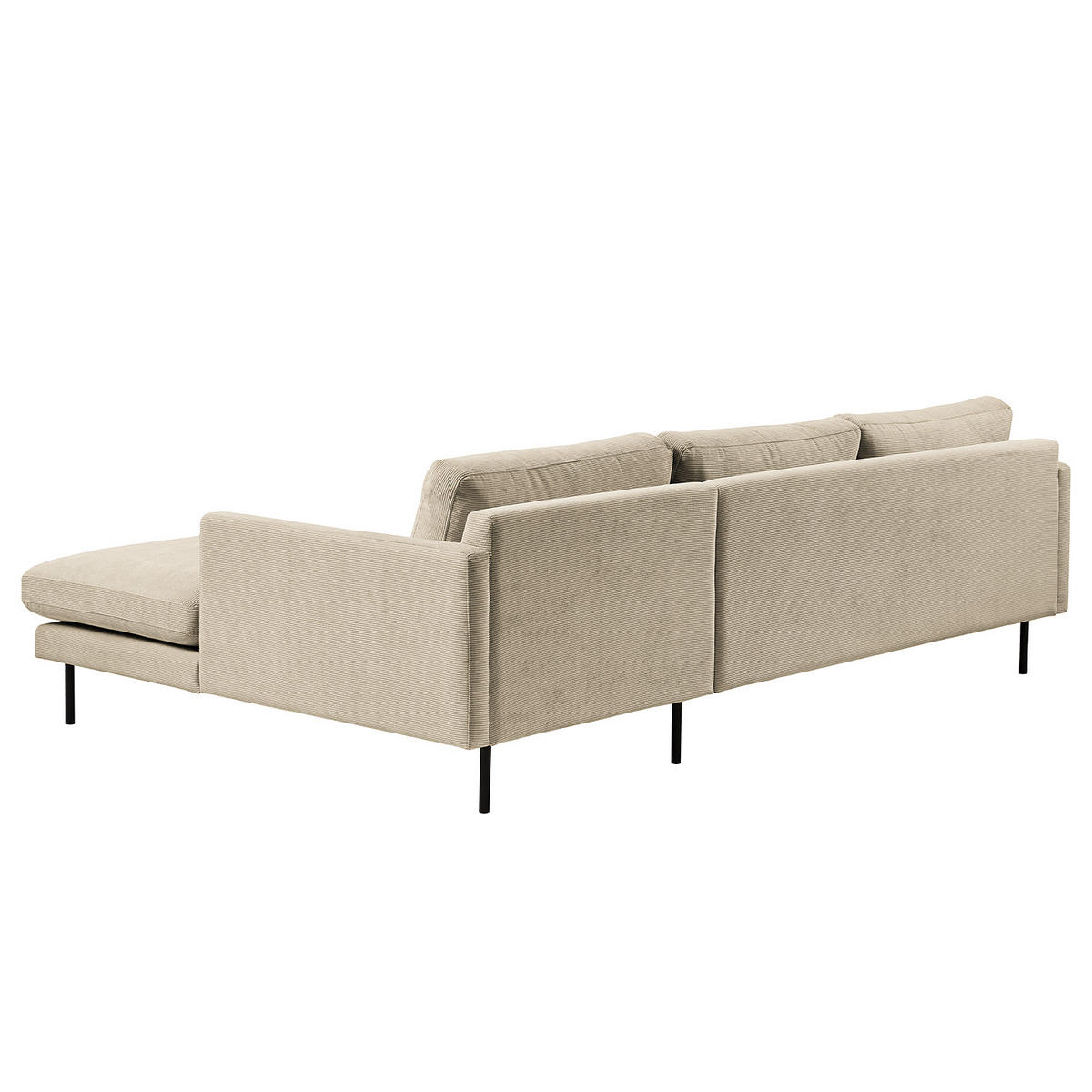 ECKSOFA mit Longchair - Beige/Schwarz, Textil/Metall (262/156cm) - home24