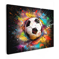LEINWANDBILD Fußball - Farbe - Farben - Schwarz - Weiß Wandbilder 80x60 cm - Weiß, Textil (80/60cm) - MuchoWow