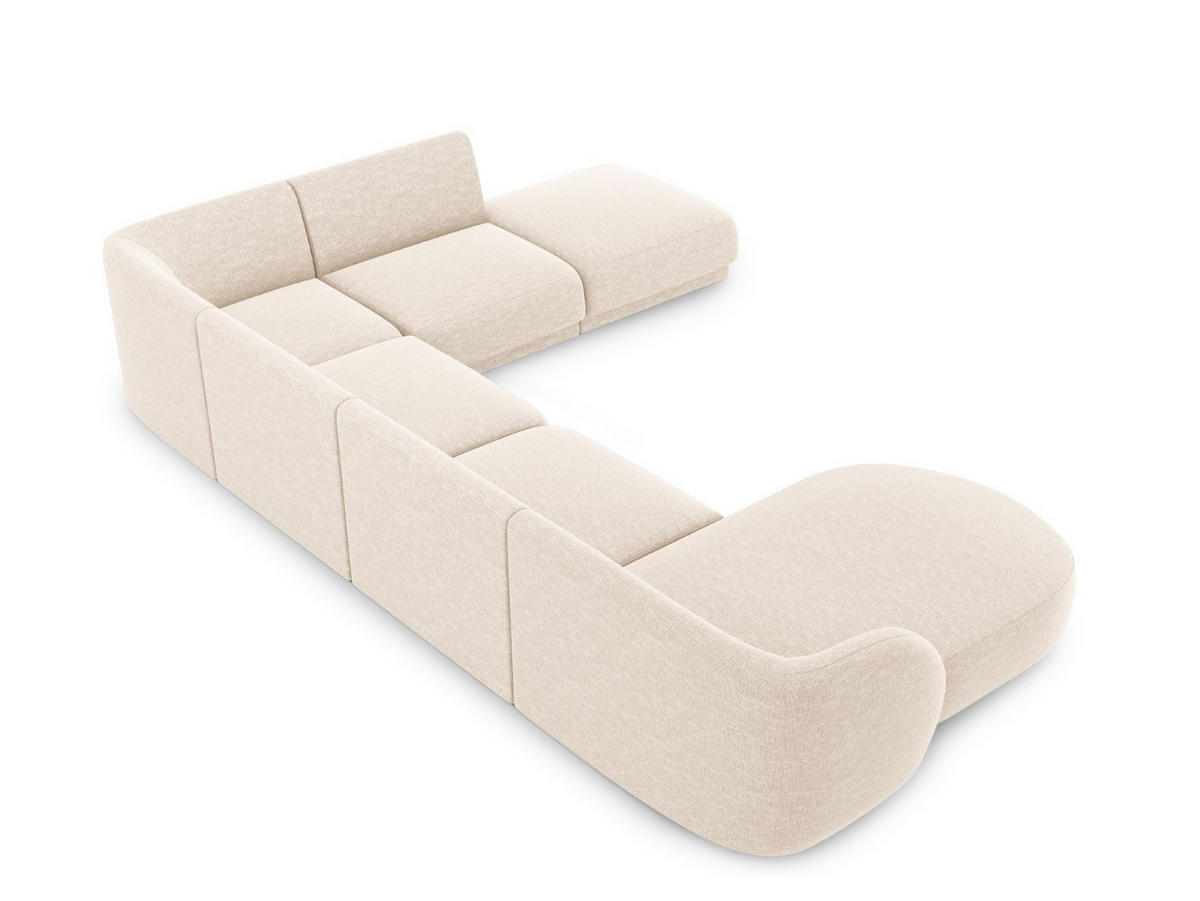 PANORAMASOFA rechts Miley aus Chenille-Stoff leichtes beige 6 Sitzplätze - Creme, Textil (255/70/330cm) - Micadoni