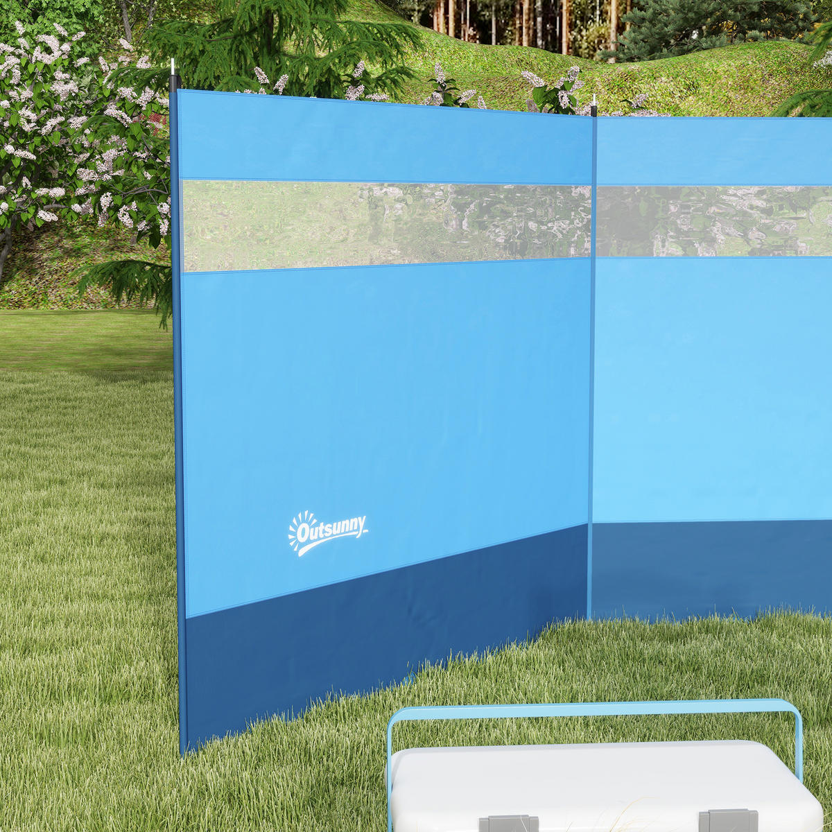 WINDSCHUTZ 3er Set Polyester Stahl Blau - Blau, Kunststoff (1/140cm) - Outsunny