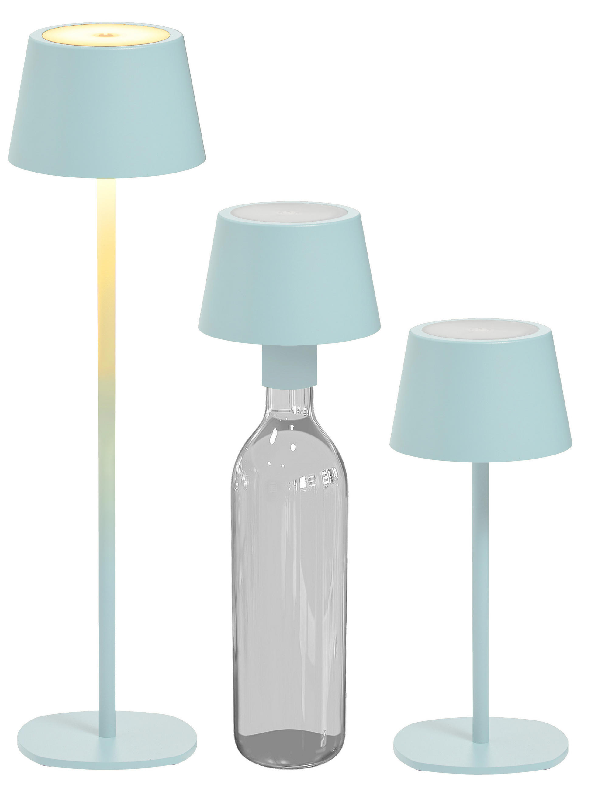 LED Tischlampe 3 in 1 Hellblau max. 45cm hoch - Pastellblau, Metall (11/11/45cm) - Northpoint