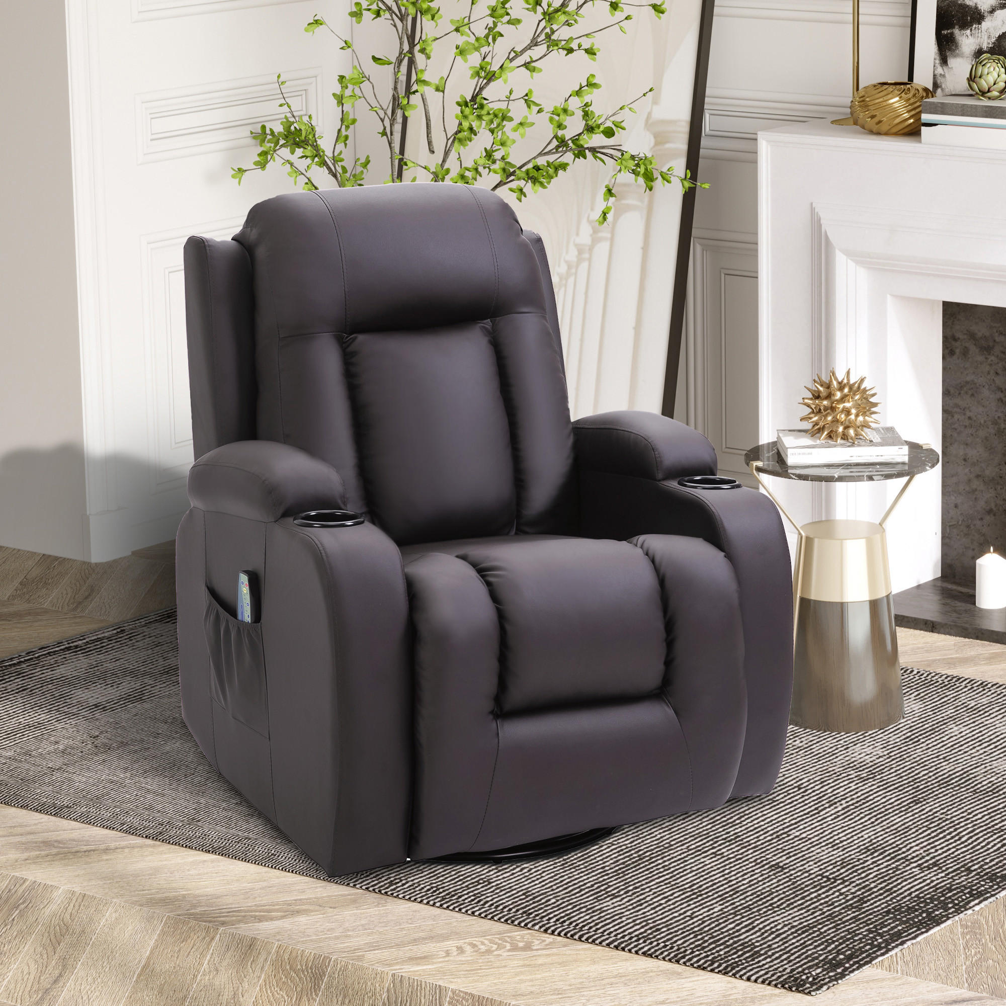 MASSAGESESSEL Kunstleder Braun - Braun, Leder (94/104/85cm) - HOMCOM