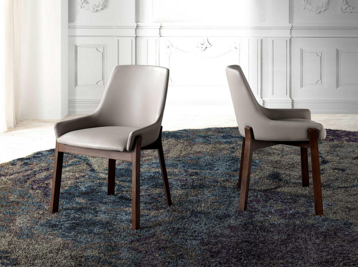 STUHL Dunkelnerz aus Kunstleder 59/60/80 cm - Taupe/Fango, Leder/Holz (59/80/60cm) - ANGEL CERDA