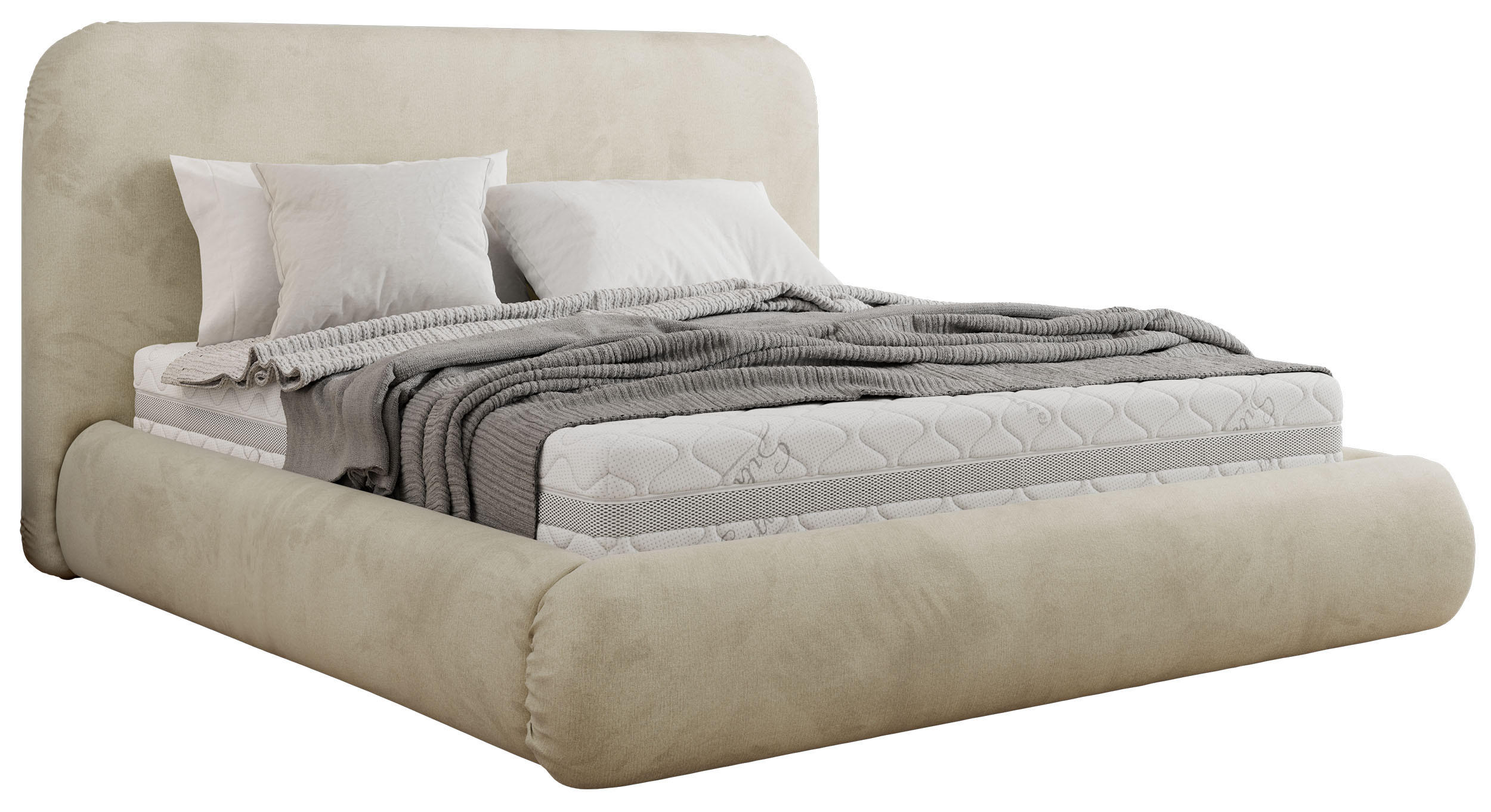 POLSTERBETT BENEA CLASSIC 200/200 - Beige Velvet - Pocket-Matratze - Beige, Textil (200/200cm) - MKS