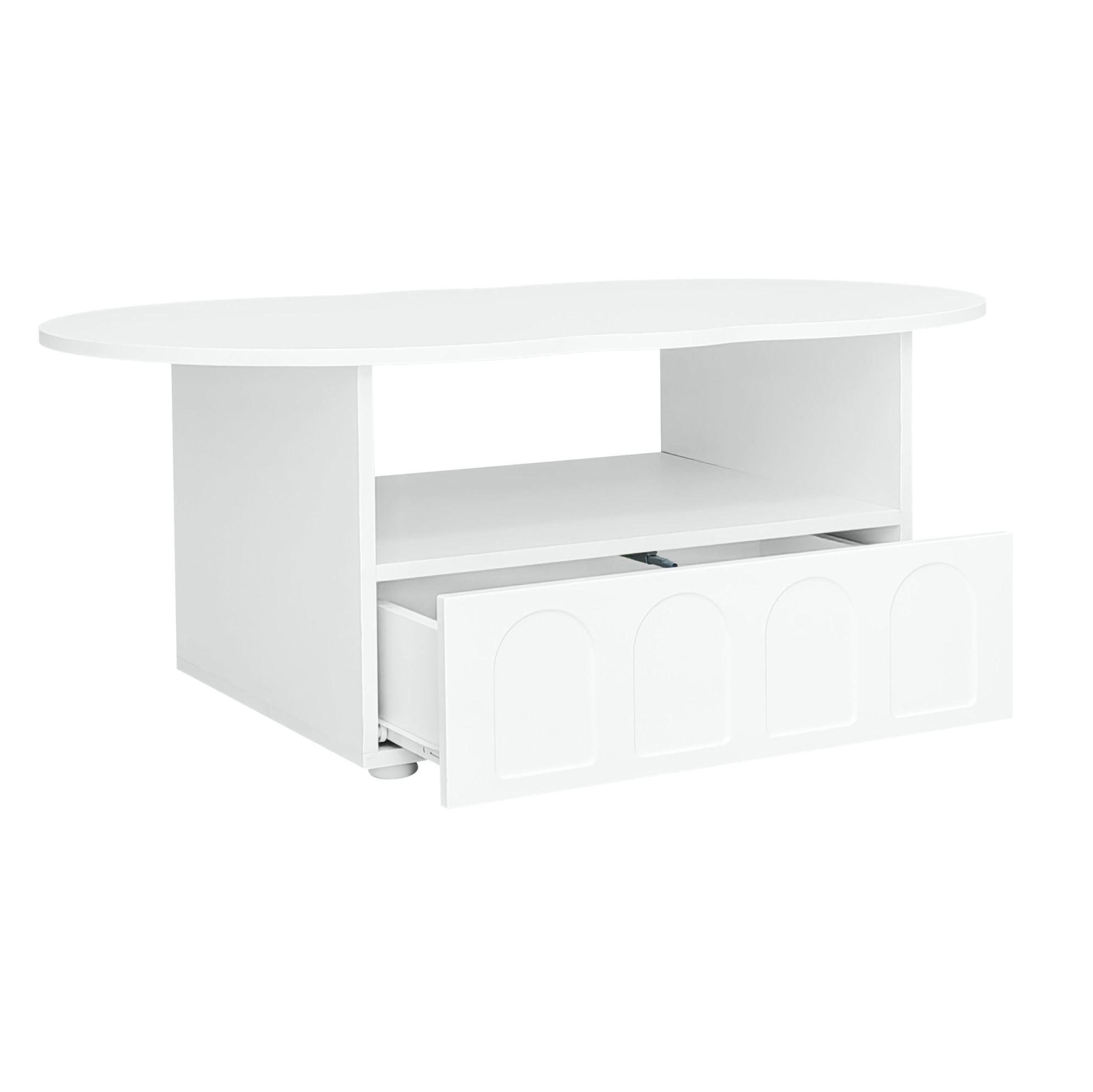 COUCHTISCH mit Schublade 100 x 60 cm Weiß - Weiß, Holzwerkstoff (100/60/40.5cm) - Meubliv