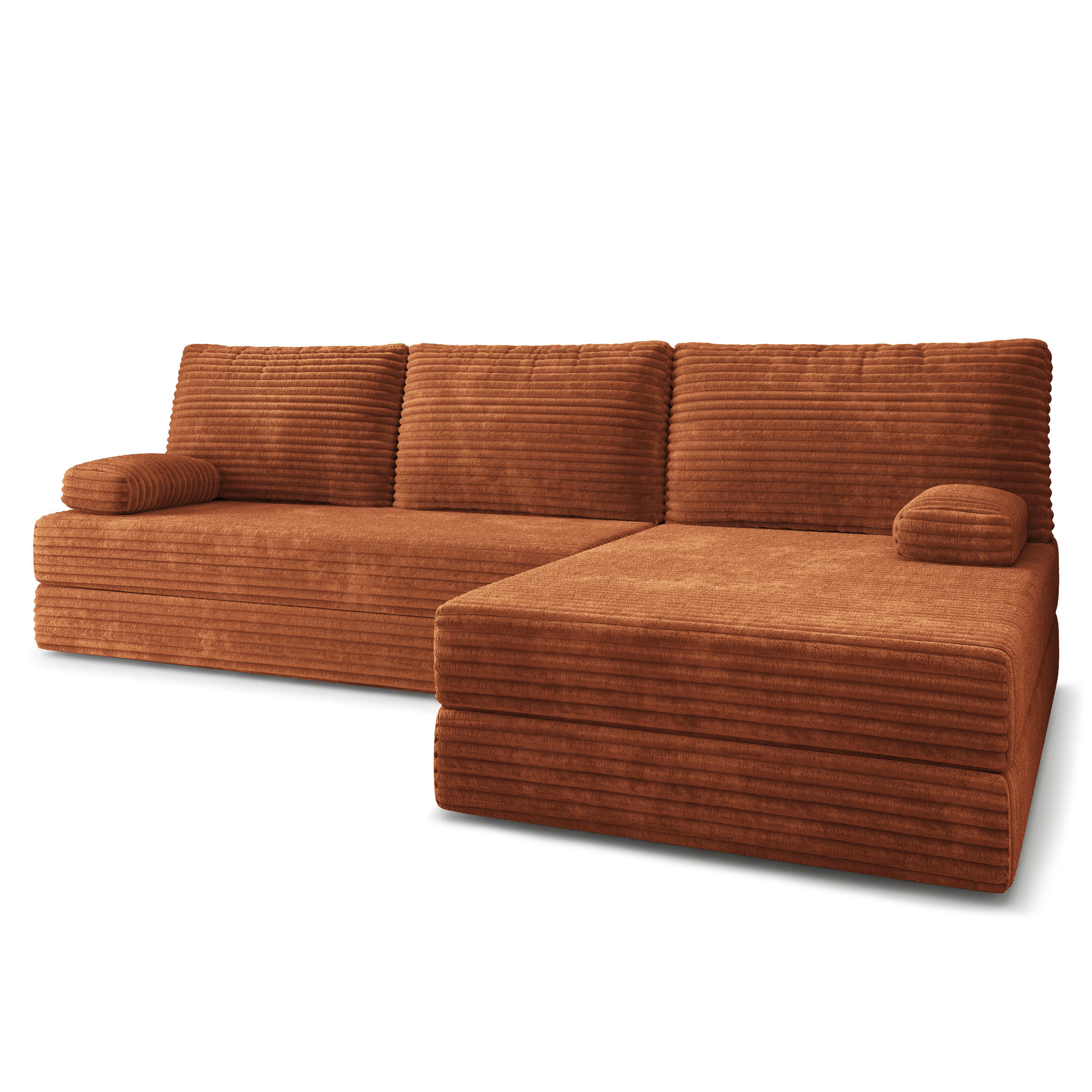 ECKSOFA ANKO modulares Boneless Sofa mit Schlaffunktion Braun Kordstoff - Braun, Textil (270/160cm) - MASSENO
