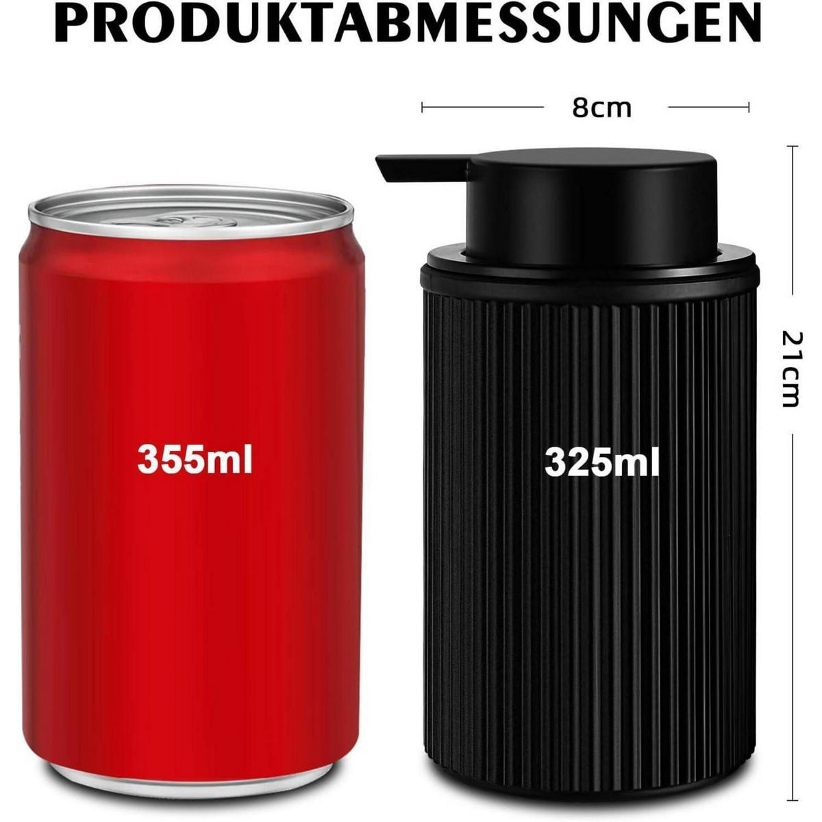 SCHAUMSEIFENSPENDER 2-teiliges Set Glas Schwarz Matt 325ml - Schwarz, Glas (10/18/10cm)