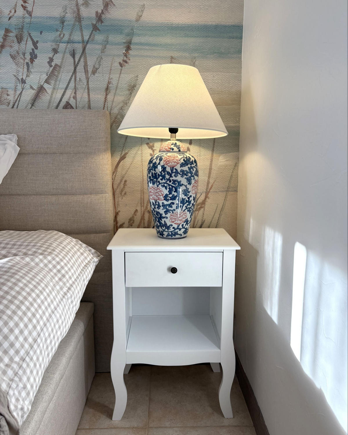 TISCHLAMPE Weiß Verusa - Blau/Rot, Keramik (41/41/65cm) - Beliani