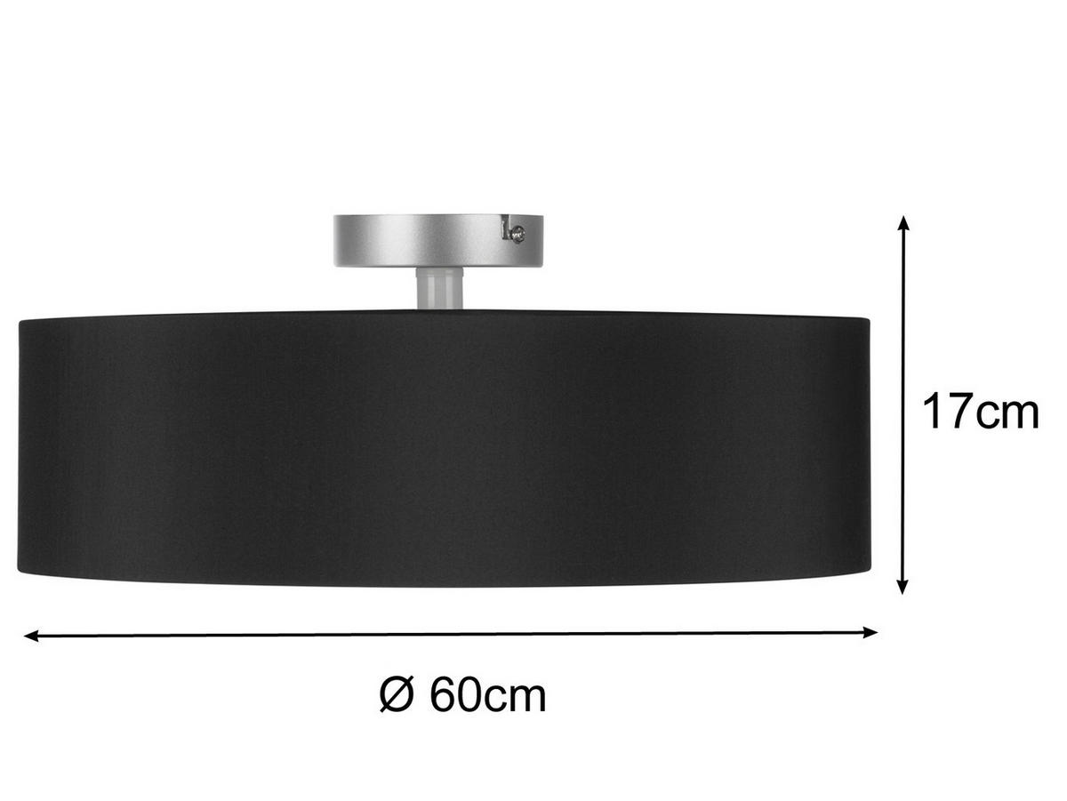 DECKENLAMPE Ø60cm, Lampenschirm Stoff Schwarz - Schwarz, Textil (60/60/17cm) - meineWunschleuchte