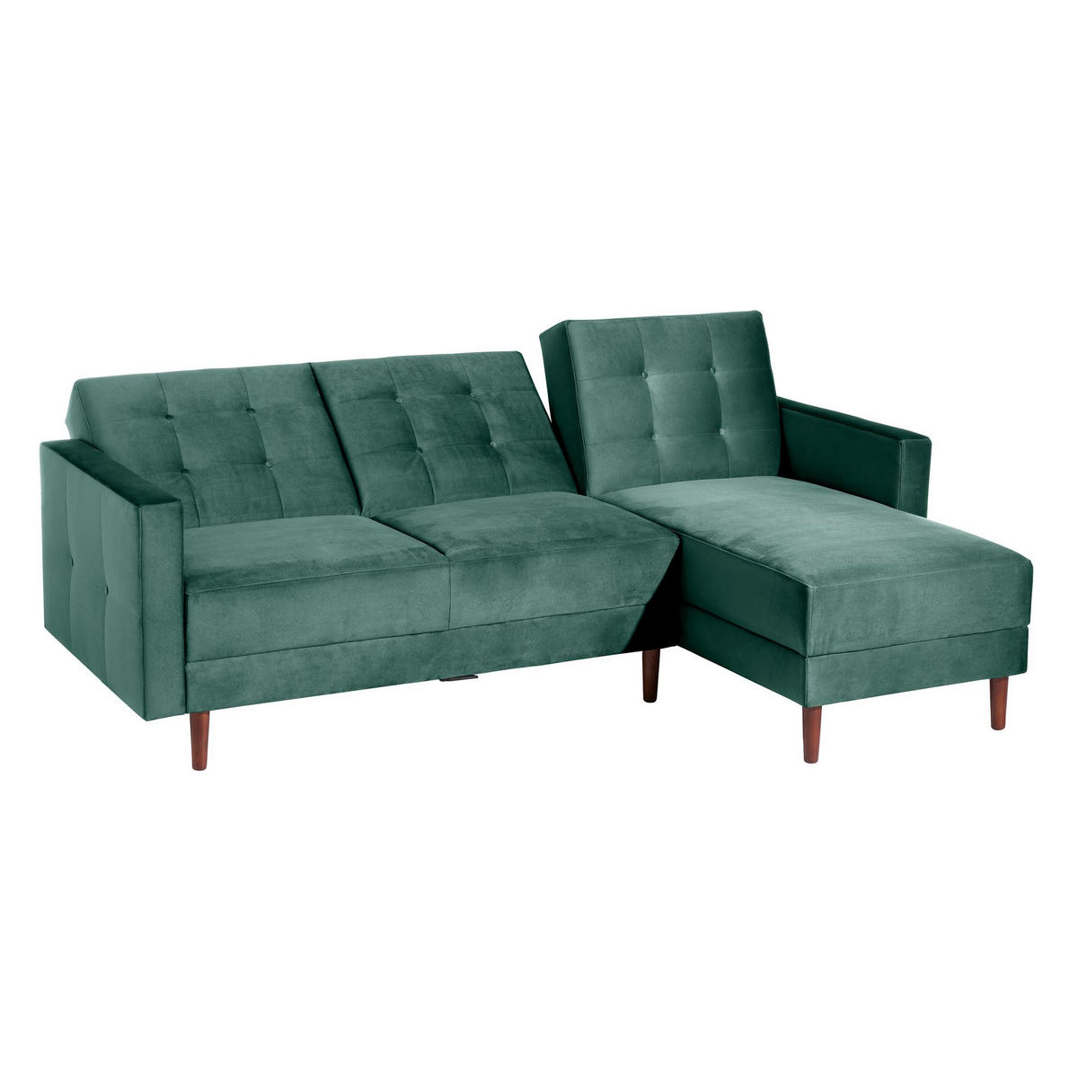 FUNKTIONSSOFA mit Hocker Katunia Samtvelours grün - Grün, Kunststoff (222/92/144cm) - 58aufmkessel