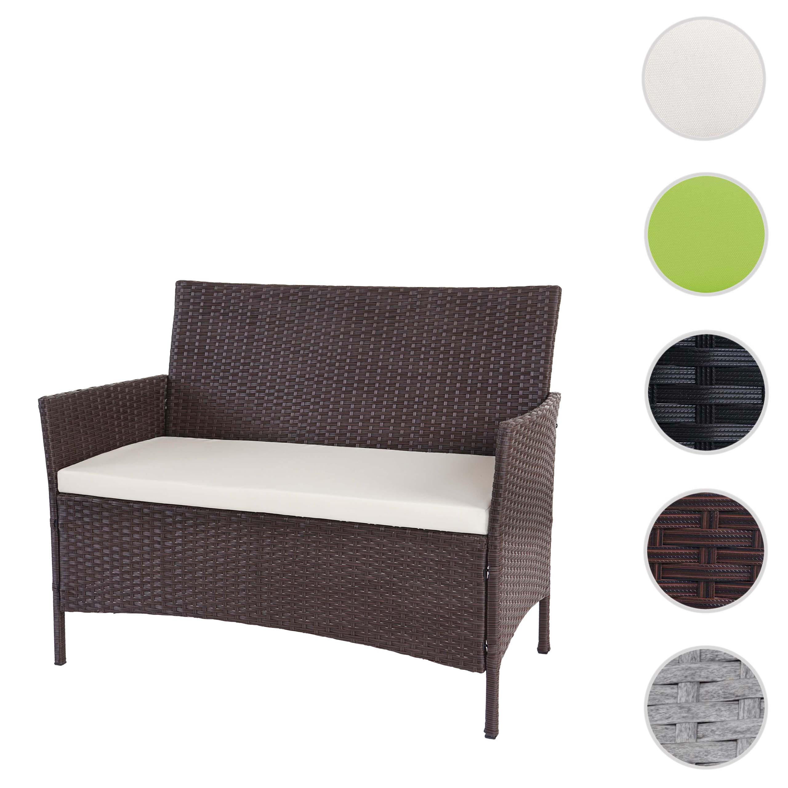 POLY-RATTAN GARTENBANK Braun, Cremeweiß - Braun/Weiß, Kunststoff (106/83/60cm) - MCW