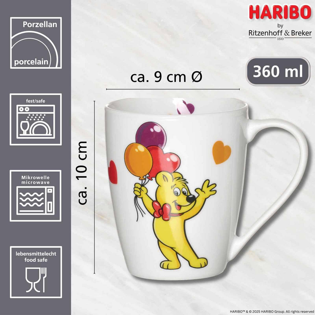 BECHER Haribo Heart bunt 360 ml 6er Set - Multicolor, Keramik (0.36L) - Ritzenhoff Breker