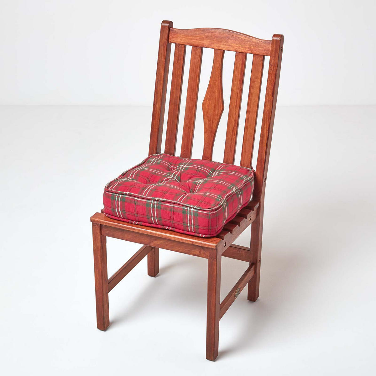 SITZKISSEN rot-grün kariert 40/40/10 cm – Stuhlkissen Baumwolle - Rot, Textil (40/40/10cm) - Homescapes