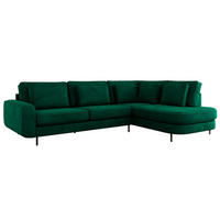 ROHOVÁ SEDAČKA CALENO L - Zelený Samet - Levá Strana - černá/tmavě zelená, kov/textil (317/225cm) - MKS