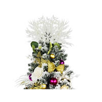 WEIHNACHTSBAUM künstlicher 60 cm mit LED-Beleuchtung, ROSENZAUBER, mit 37 Weihnachtsbaumschmuck, Pflanztopf mit Jutesack - Pink/Goldfarben, Kunststoff/Stein (40/60cm) - LAALU