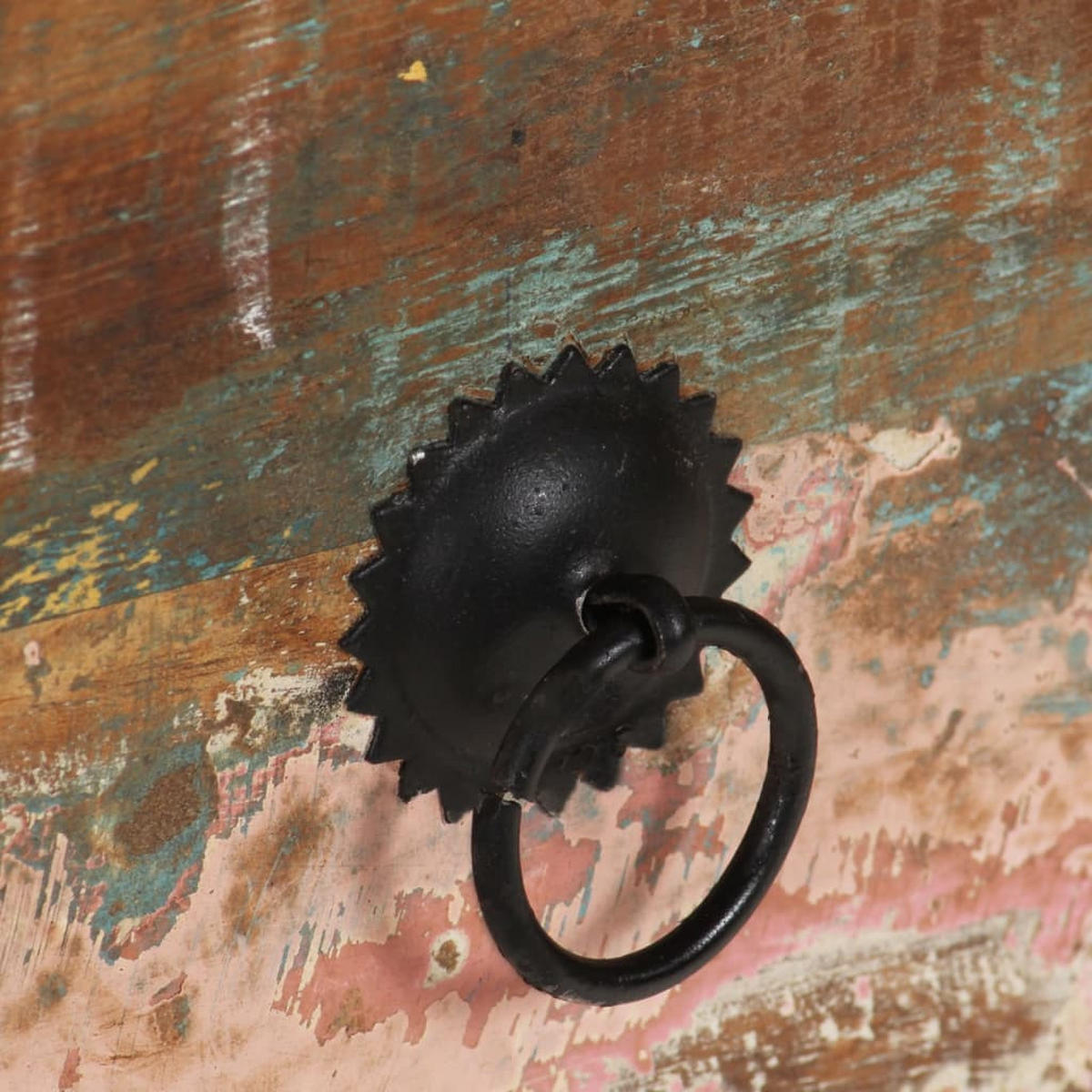 SCHREIBTISCH mit 2 Schubladen 110/50/77 cm aus Recyceltes Massivholz, Stahlgestell - Multicolor, Holz (50/110/77cm) - vidaXL