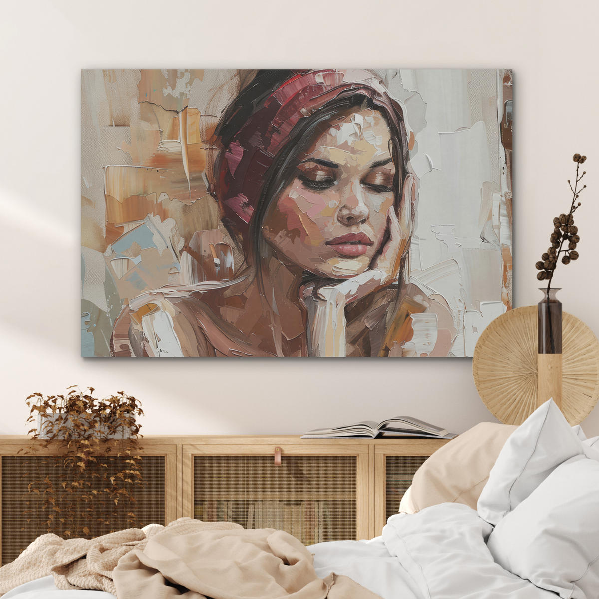 AKUSTIKBILD Frau - Lackierung - Porträt - Modern Akustikpaneele 90x60 cm - Altrosa, Kunststoff (90/60/0.9cm) - MuchoWow