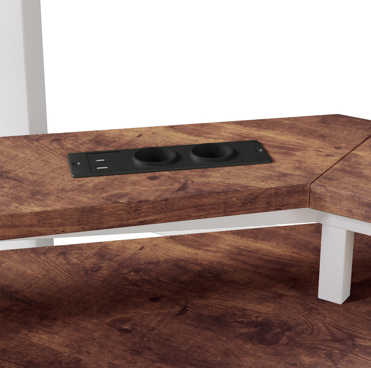 HOCHBETT 140/200 cm Weiß aus Metall und MDF mit Schreibtisch und LED - Weiß, Metall (140/200cm) - OKWISH
