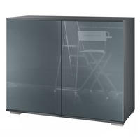 KOMMODE Skadu Grau Hochglanz - Grau, Holzwerkstoff (92.5/75.5/35cm) - Vladon