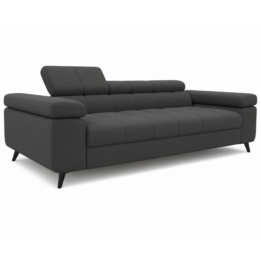 SCHLAFSOFA FJORD, 2-sitzer, verstellbarer Kopfstütze, anthrazit - Anthrazit, Textil (260/90/97cm) - KS Home Concept