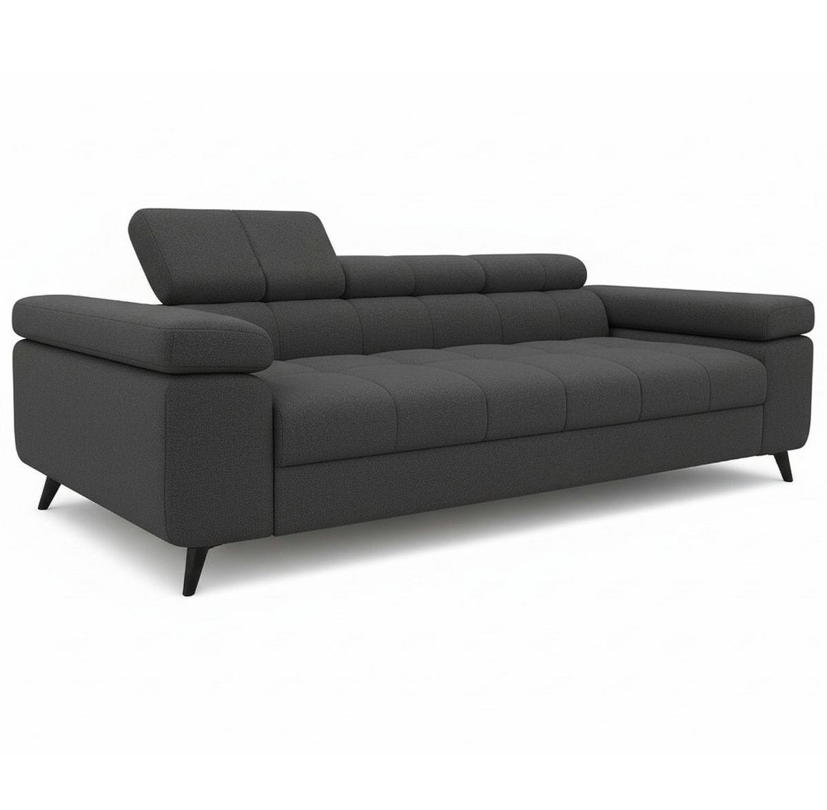 SCHLAFSOFA FJORD, 2-sitzer, verstellbarer Kopfstütze, anthrazit - Anthrazit, Textil (260/90/97cm) - KS Home Concept