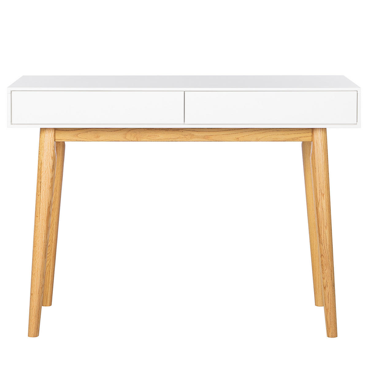 SCHREIBTISCH mit 2 Schubladen - Weiß / Eiche - Weiß, Holzwerkstoff (50/110/80cm) - home24