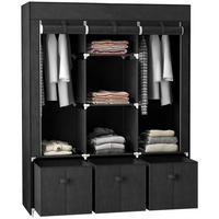 STOFFSCHRANK, Kleiderschrank, Schwarz - Schwarz, Metall (43/162.5/125cm) - HOMCOM