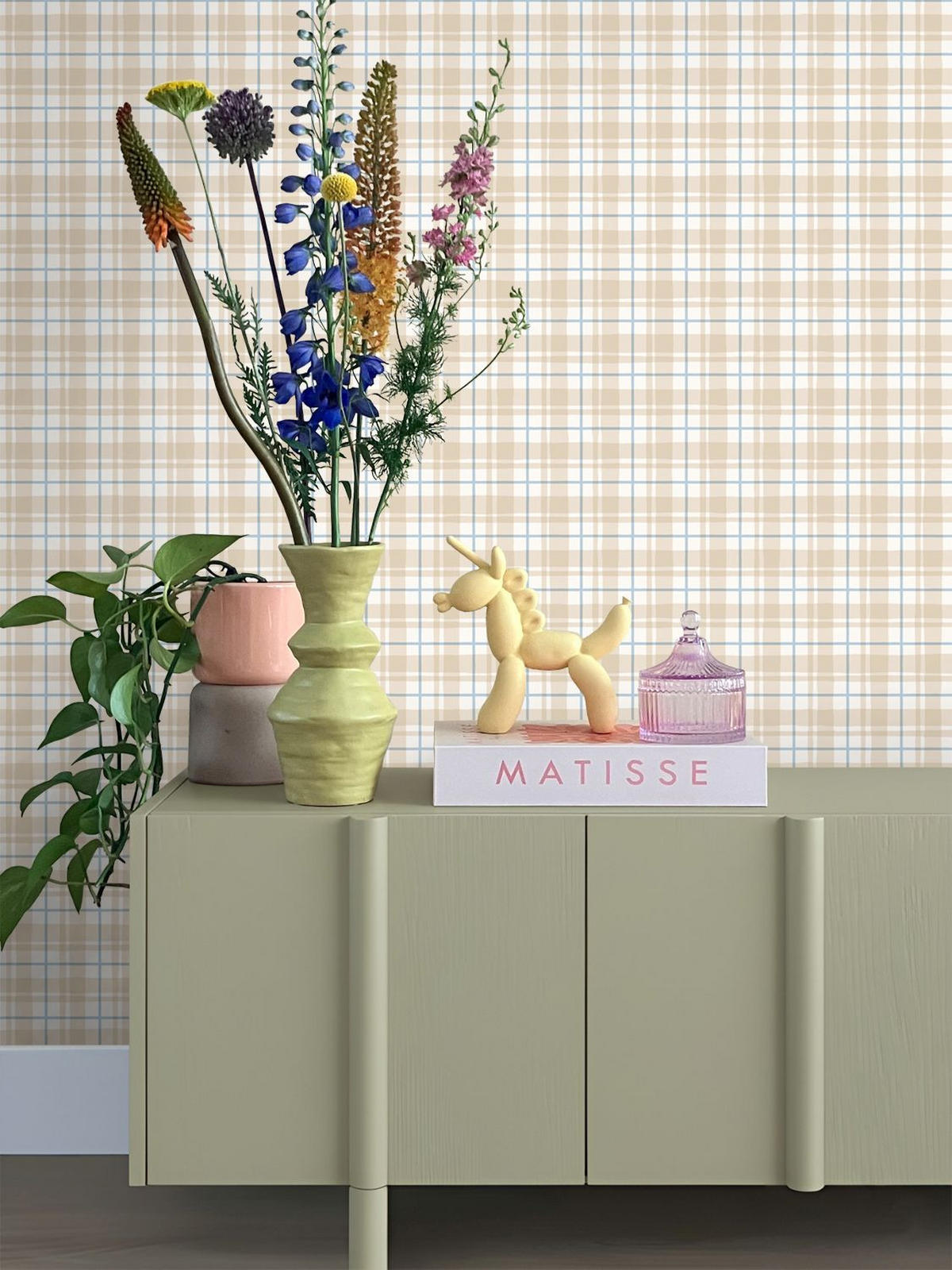 TAPETE Karomuster 50 x 900 cm - Beige, Papier (50/900cm) - ESTAhome