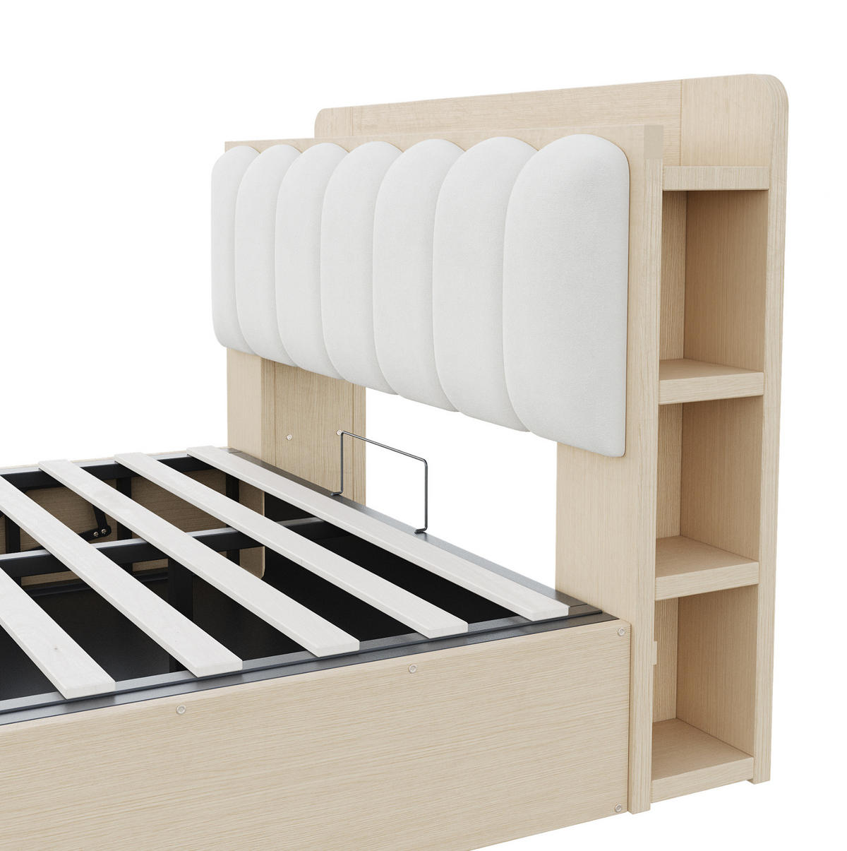 BETT 140/200 cm aus Holz mit Stauraum, USB-Anschluss, Naturholz - Naturfarben, Holz (140/200cm) - OKMYHOME