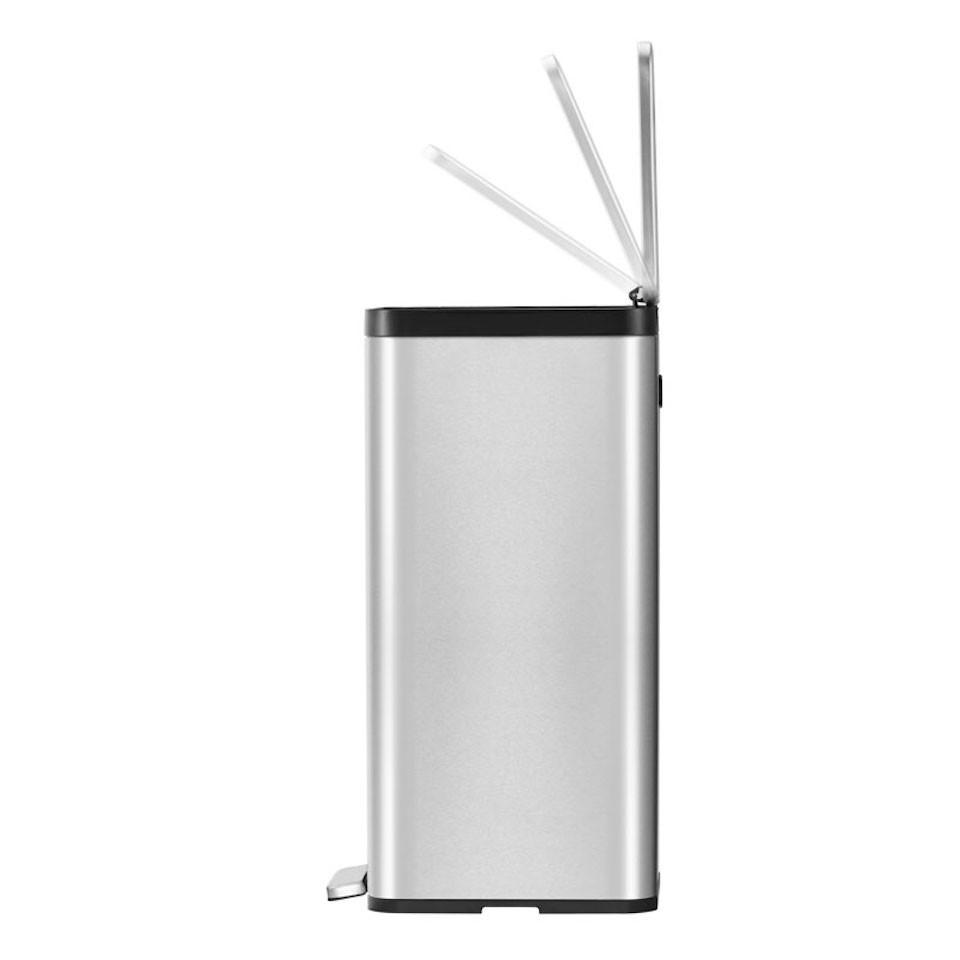 MÜLLEIMER Kompakter und Funktionaler Aus Mattgrauem Edelstahl 30 Liter 66,5 x 32,1 x 37,3 cm Silber - Silberfarben, Metall (32.1/66.5/37.3cm) - PROREGAL