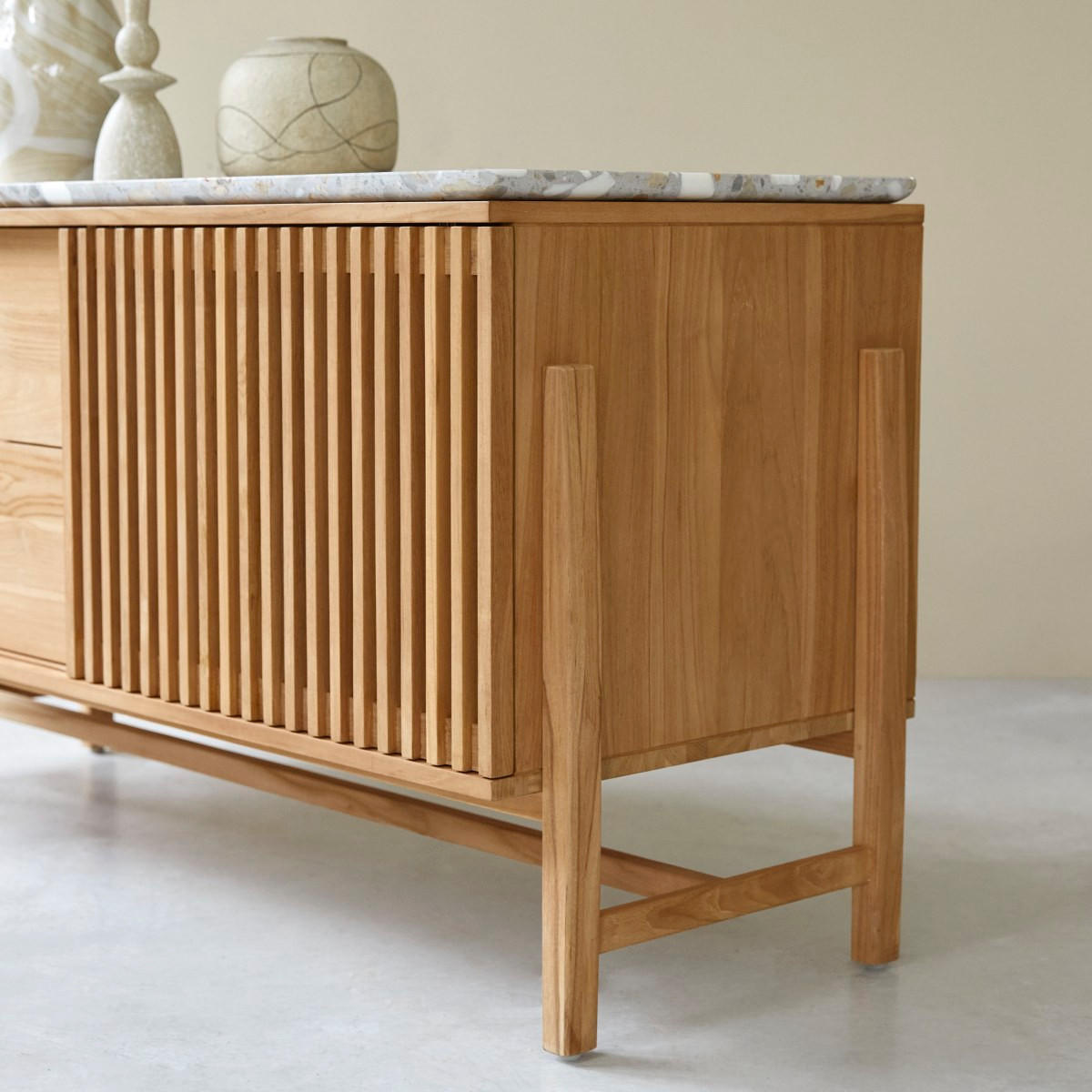 SIDEBOARD Isaure Natur aus Teak - Naturfarben, Holz (140/75/55cm) - Tikamoon